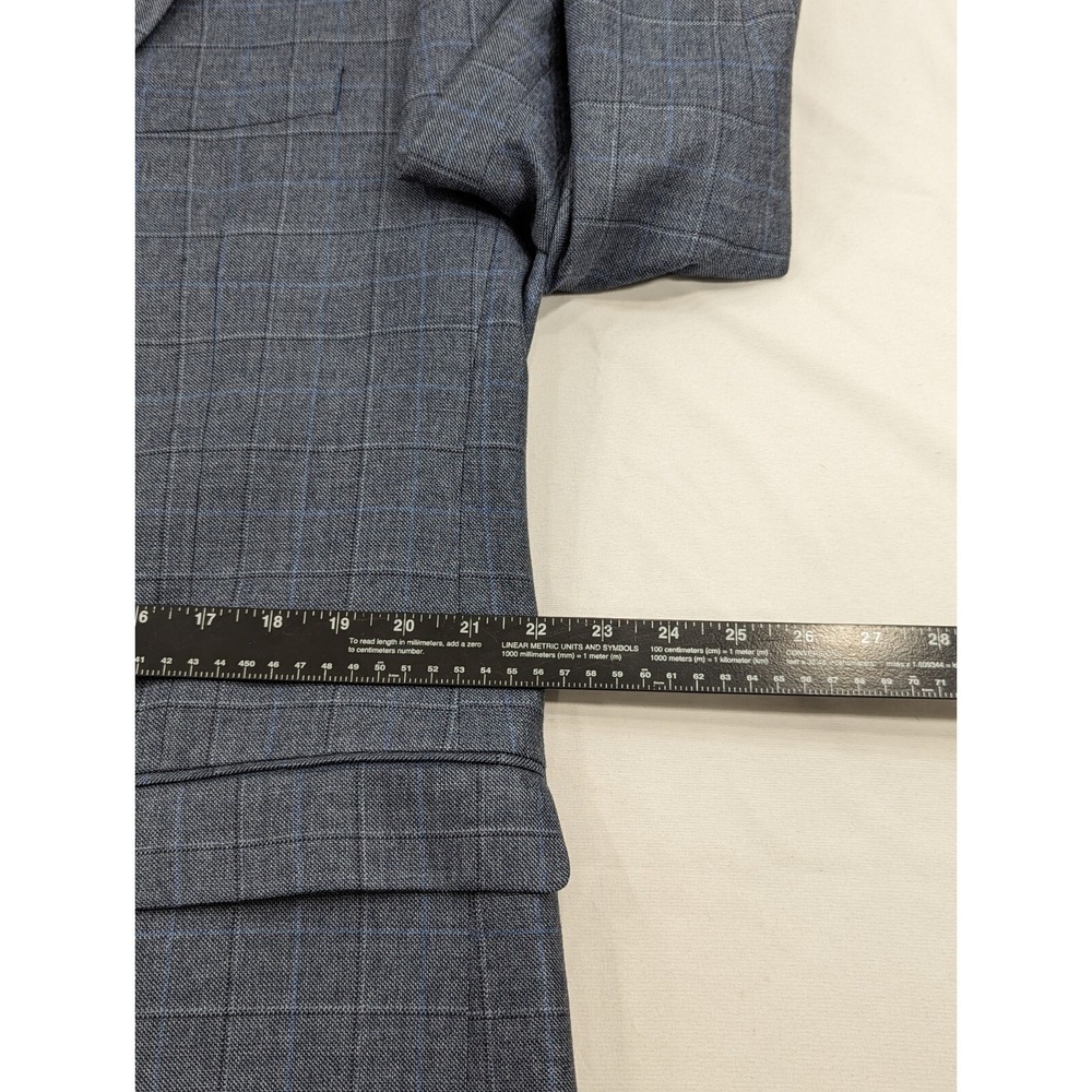 Ralph Lauren Blazer Sport Suit Jacket Coat Silk‎ Wool 44L Blue Gray Plaid Check - Picture 12 of 14